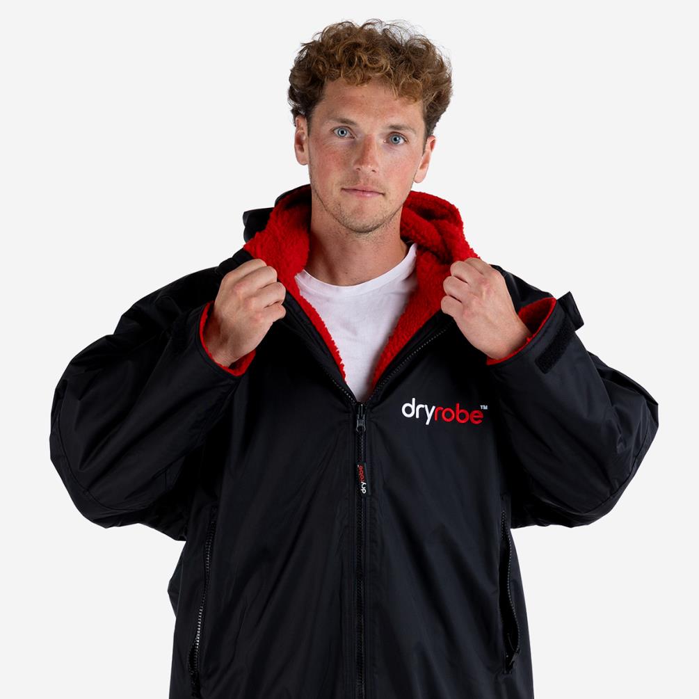 dryrobe Advance Long Sleeve Changing Robe - Black / Red Extra Image 1